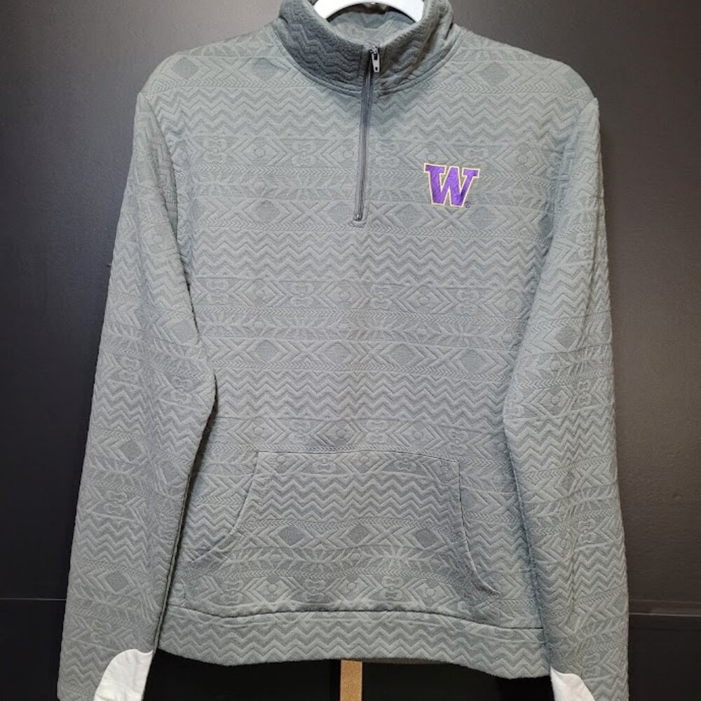 Washington Huskies Quarter Zip Textured Jacket Sweatshirt Women's Sz M